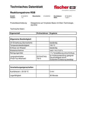 Produktbild von fischer Reaktionspatrone RSB 10 passend für Ankerstange RG
