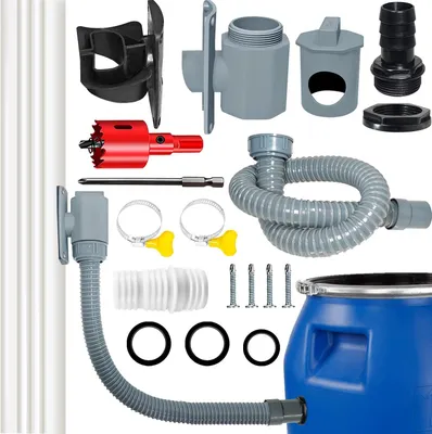 Productafbeelding van Regenwaterverzamelaar, voor vierkante regenbuizen 60-80 mm, met montageaccessoires, regenton aansluiting, voor daken tot 80 m²