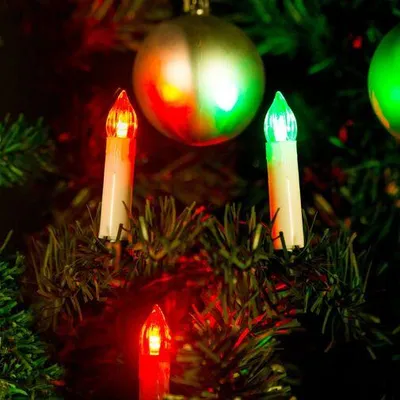 Image de Guirlande lumineuse LED de Noël, forme de bougie - Multicolore