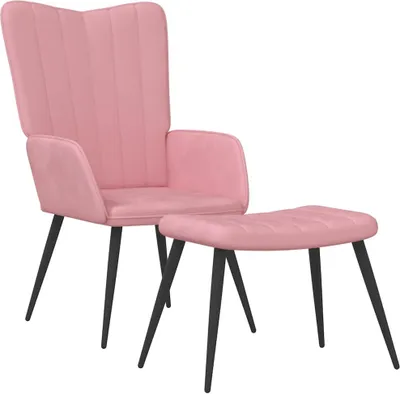 Produktbild von Relaxsessel mit Hocker Rosa Samt