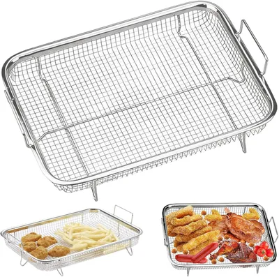 Productafbeelding van Grillmand 30x22x5.5 cm, roestvrij staal, met handvat, voor oven