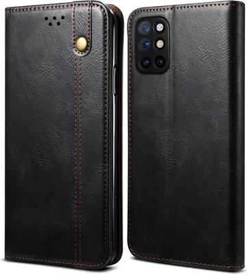 Image de Etui pour OnePlus 8T, étui portefeuille en cuir avec fonction stand noir