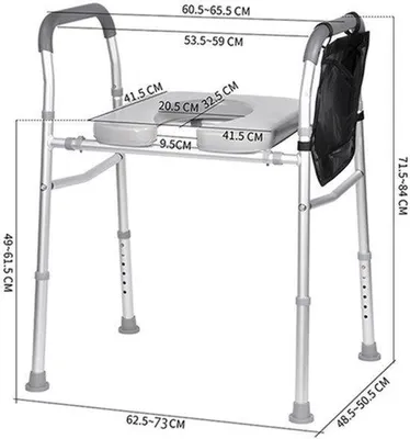 Immagine prodotto di Alza WC con maniglie - Regolabile in altezza e larghezza - Realizzato in alluminio - Antiscivolo