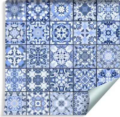 Zdjęcie produktu dla Tapeta Dekoracja Ścienna Niebieska Orientalna MOZAIKA Modne Wzory do Salonu z efektem 3D