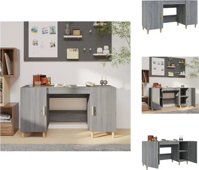 Produktbild von vidaXL Schreibtisch Grau Sonoma 140x50x75 cm Holzwerkstoff - Schreibtische