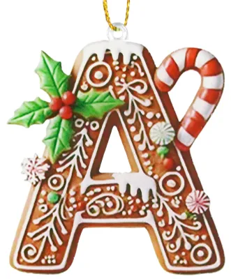 26 personalisierte Lebkuchen-Buchstaben A als Weihnachtsbaumanhänger