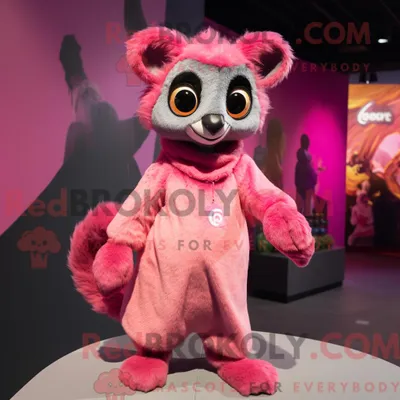 Produktbild von Maskottchenkostüm REDBROKOLY Rosa Lemur mit Minikleid und Schal