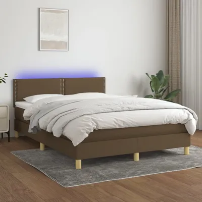 Produktbild von Möbel Boxspringbett mit Matratze & LED Dunkelbraun 140x190 cm Stoff - Klassische Betten 3133632