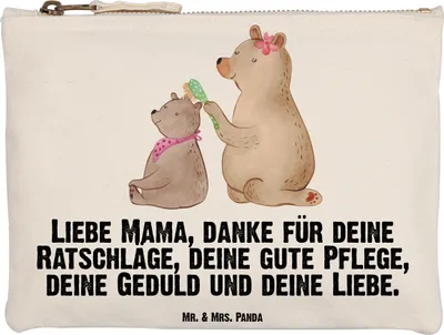 Produktbild von Mr. & Mrs. Panda Pouch Bär Kind Grösse XL Große - Weiß - Geschenk, Bären, Muttertag, Schlampermäppchen, Etui, Mama, beauty case, Familie, Kulturtasche, Kulturbeutel