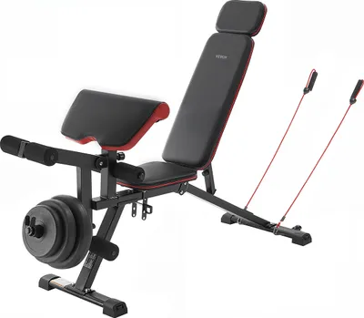 Obrázok produktu pre VEVOR nastaviteľná posilňovacia lavica na tréning celého tela (nosnosť 363 kg), tréningová lavica na sedenie, fitnes lavica, plochá lavica s predĺžením nôh, preacher podložka, rýchle nastavenie