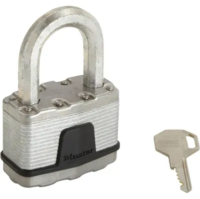 Image de Cadenas à clé en acier laminé, MASTER LOCK, l.64 mm