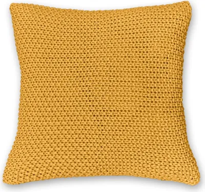Obrázek produktu pro WOMETO povlak na polštář pletený 45x45 cm žlutá hořčicová žlutá - zip dekorativní polštář teplý měkký povlak na polštář s elegantním a jednoduchým pleteným vzorem