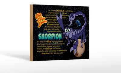 Produktbild von Holzschild Sternzeichen 18x12cm Skorpion Planet Stärke