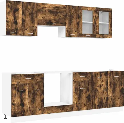 Immagine prodotto di vidaXL Set di armadietti da cucina con porta Lyon 8 pezzi in legno di quercia affumicata