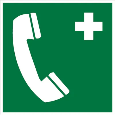 Produktbild von Dreifke® Aufkleber Rettungszeichen, Notruftelefon E004 | Folie selbstklebend,...