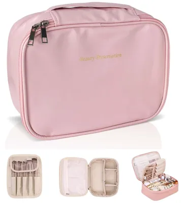 Produktbild von Omgoods – Wasserdichte Kosmetiktasche für Damen mit Bürstenfach, in Rosa