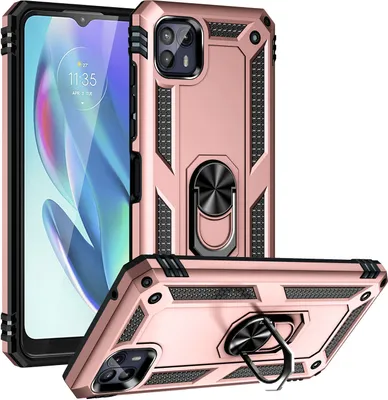 Obrázek produktu pro Pouzdro pro Motorola Moto G50 5G dvouvrstvé robustní, vojenská ochrana pouzdro s držákem prstenu a stojánkem Růžové Zlato