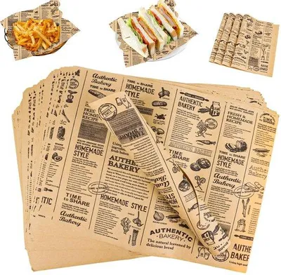 Image de 100 feuilles de papier, papier d'emballage non gras, repas, sandwich, friture