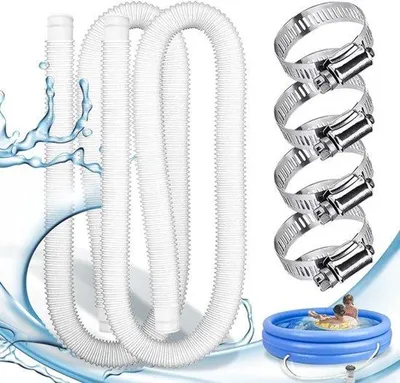 Productafbeelding van Set van 2 zwembadslang, 32 mm, stofzuiger en pomp voor bovengrondse zwembaden, spa, filterpomp (wit)