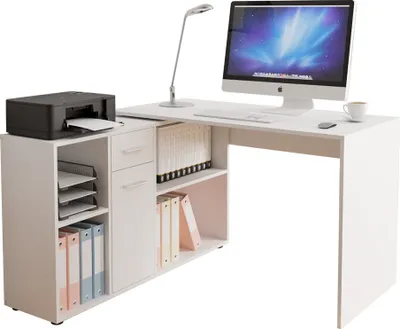 Produktbild von MIRJAN24 Eckschreibtisch Armando, Schreibtisch L-Form, Ecktisch vom Hersteller, Arbeitszimmer (Farbe: Weiß)