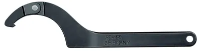 A black adjustable hook spanner is shown against a white background.