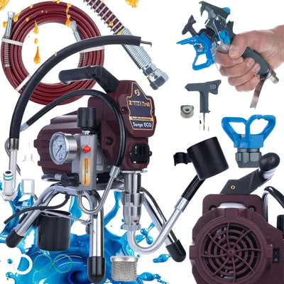 Zdjęcie produktu dla Pistolet natryskowy bezkompresorowy, wysoka wydajność, ergonomiczna konstrukcja, kolor srebrny, wtyczka typu EU