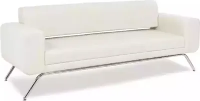 Zdjęcie produktu dla Białe trzyosobowe luksusowe nóżki ze stali nierdzewnej tekstylne meble biurowe kanapa nowoczesna nowość