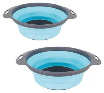 Image de Omgoods - Lot de 2 passoires pliables - Passoires de cuisine en silicone pour pâtes et légumes