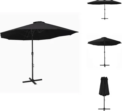 Image de vidaXL Parasol avec mât en aluminium 460x270 cm Noir - Parasols & ombrelles