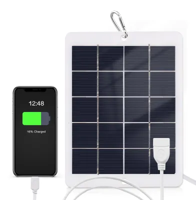 Zdjęcie produktu dla Przenośna ładowarka słoneczna 3 W, 5 V – wodoodporny panel słoneczny do biwakowania z interfejsem USB do ładowania telefonów komórkowych, mini wentylatorów i lampek LED do użytku domowego