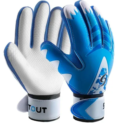 Produktbild von Torwarthandschuhe Kinder und Jugendliche Fußball Doppeltem Schutz Super Halt Blau-2 Größe 6