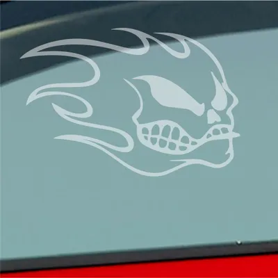 Produktbild von Auto Aufkleber Totenkopf Flammen Kopf Schädel Flame Skull 10x15 cm Milchglas Sticker Heckscheibenaufkleber
