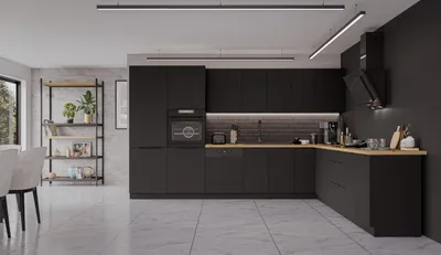 Produktbild von Winkelküche SIENA 350x290 cm Küchenzeile Einbauküche Eckküche Küche Schwarz matt