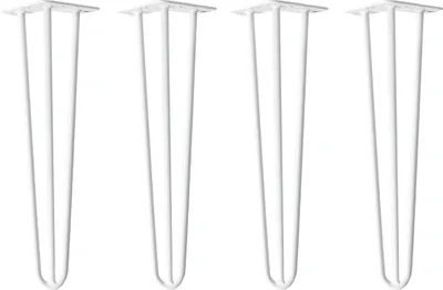 Produktbild von Natural Goods Berlin HAIRPIN Legs, Haarnadelbeine, Möbelfüße, Tischbeine, Weiß, 45 cm, 3 Streben, 4 Stück