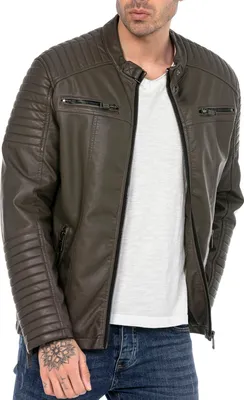 Produktbild von Urban Bikerjacke Steppjacke Kunstleder Khaki 2XL