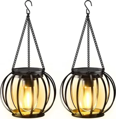 Obrázek produktu pro Solární venkovní osvětlení – sada 2 kovových zahradních lamp s LED, vodotěsné (IP65)