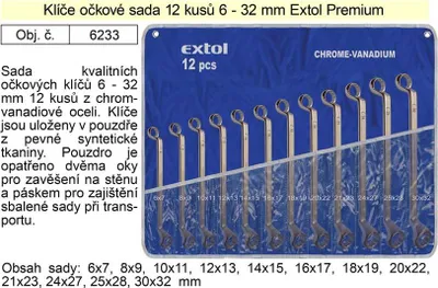 Zdjęcie produktu dla Zestaw 12 kluczy trzpieniowych 6-32 mm CrV