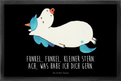 Produktbild von Mr. & Mrs. Panda Schmutzmatte Einhorn Schnuller 40 x 60 cm - Schwarz - Geschenk, Unicorn, Fußabtreter, teppichmatte, Mama, Geburt, Bodenvorleger, Geburtstag, fußmatte