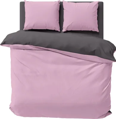 Produktbild von Bettwäsche 240x220 cm rosa pink anthrazit Unifarben Doppelbett Wende Microfaser