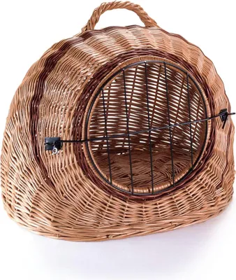 Obrázok produktu pre Wiklinowy Świat - prútený prepravný box, prepravný box pre mačky, prepravná taška pre mačky a psov - prepravný box pre malé a stredné domáce zvieratá - s kovovým uzáverom - 50 x 40 x 45 cm - bez vankúša