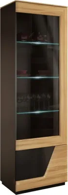 Produktbild von Bücherregal Bücherschrank Büchervitrine - 61 cm breit, teilmassiv, Optik: Eiche / Schwarz