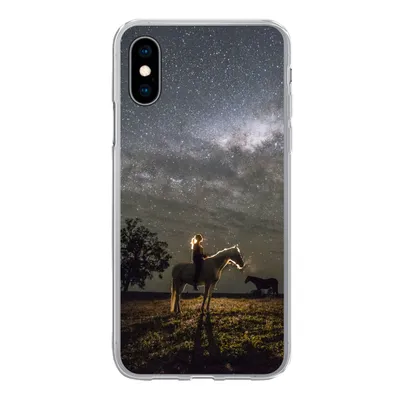 Produktbild von MuchoWow® Handyhülle Schutzhülle Hülle für iPhone X Pferd - Frau - Sternenhimmel Silikon Softcase Handy Hülle - Handyhülle