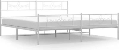 Produktbild von vidaXL Bettgestell mit Kopf- und Fußteil Metall Weiß 183x213 cm