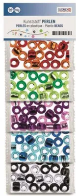 Produktbild von Glorex Kunststoff Perlen Silbereinzug 25 g, 6 x 9 mm