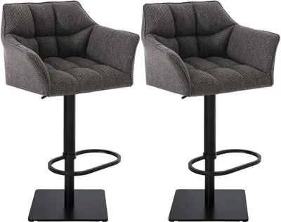 Produktbild von CLP 2er Set Barhocker Damaso Stoffbezug drehbar und höhenverstellbar bis 240 kg titangrau Gestell Farbe schwarz
