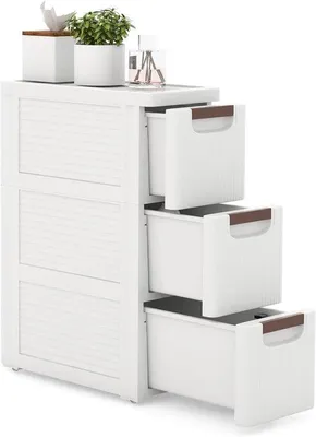 Obrázek produktu pro Uniqoos® Kompaktní úložná skříň – 3 zásuvky, bílá, 42 x 19 x 56,5 cm, moderní design pro koupelnu, kuchyň a obývací pokoj