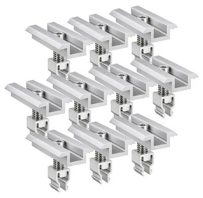 Produktbild von 10x Mittelklemme Klickfix silber 30-40mm Solarmodul Halterung Modulklemme Solar Modul Klemme Befestigung Halterung PV Montage Panel Aluminium Profil