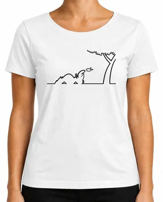 Imagen del producto de Camiseta para mujer, diseño "Linea Balum Strichmännchen" de Osvaldo Cavandoli, color blanco, talla M
