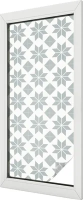 Obrázok produktu pre Vitrážová fólia na okno - 116x50 cm - vitrážový vzor - nepriehľadná dekoratívna fólia na ochranu súkromia - samolepiaca, ochrana proti UV žiareniu - geometrické hviezdy