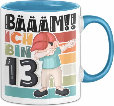 Produktbild von 13. Geburtstag Geschenk Tasse Becher Jungen Geburtstagsgeschenk Sohn Bäääm Ich Bin 13 Teenager (Blau)